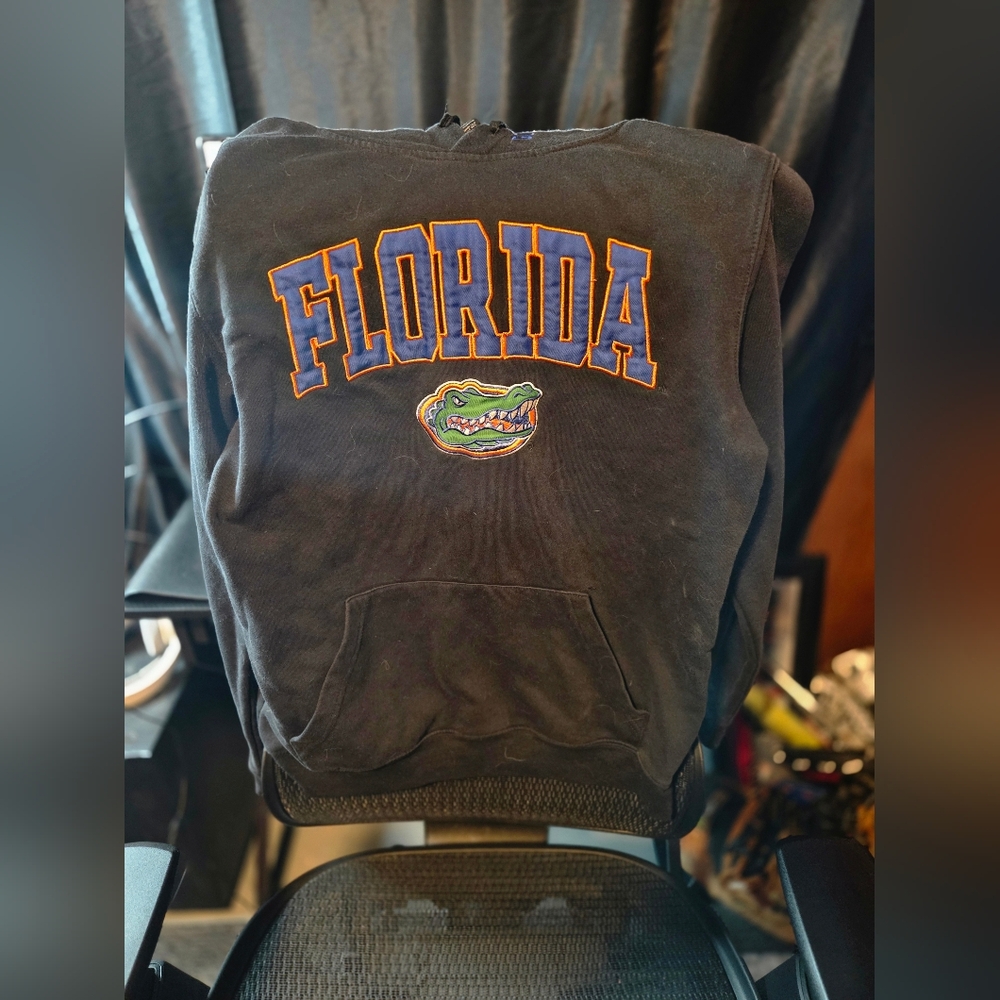 Colosseum Black Pullover Hoodie with Blue and Orange Florida Script